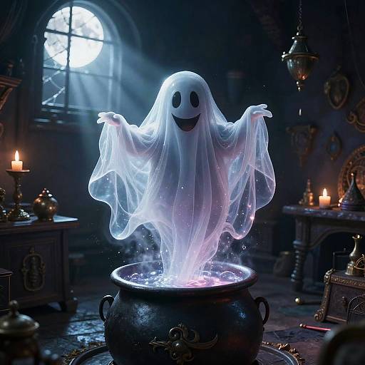 Mischievous Ghost in Witch's Room