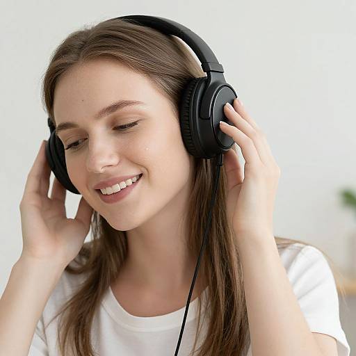 Woman Enjoying Music with Headphones