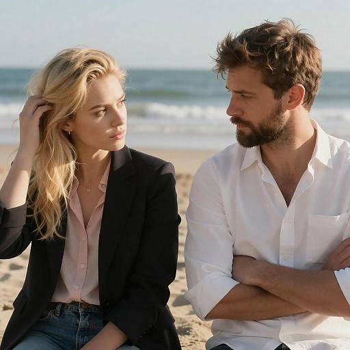 Intimate Beach Conversation Between Two People