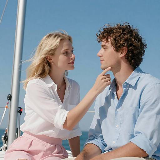 Romantic Sailboat Moment Under Clear Sky
