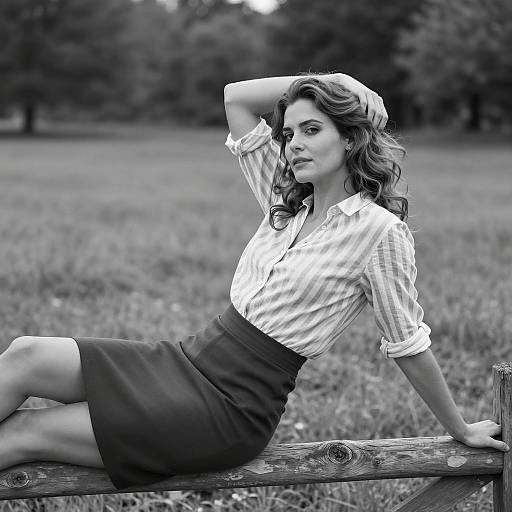 Woman Relaxing on Wooden Fence