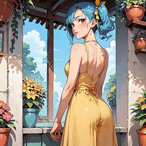 Hoshimachi Suisei Looking Back in Garden