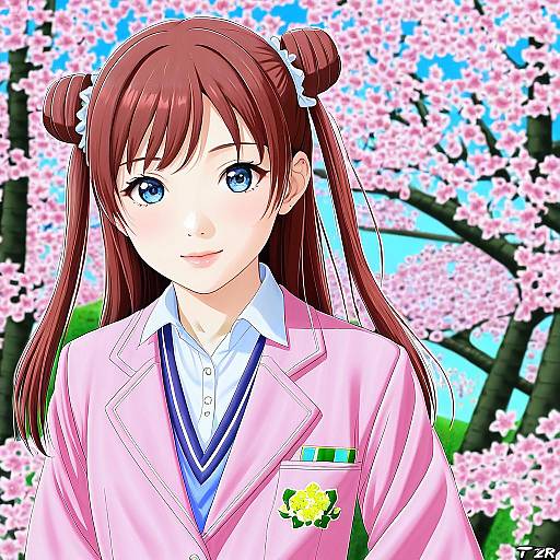 Illustration of Hanami saki, gakuen idolmaster in the style of T2r