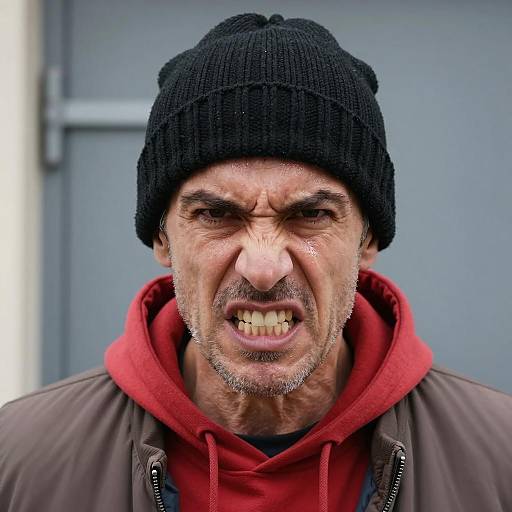 Angry Middle-Aged Man Gritting Teeth
