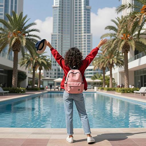 Urban Adventure: Young Woman in Courtyard