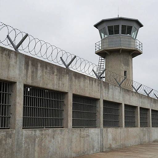 Bleak Jail Exterior with Watchtower