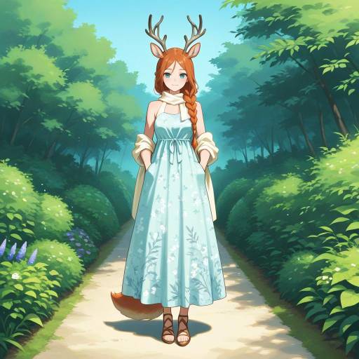 Mystical Deer Hybrid in Garden Setting Mystical Deer Hybrid in Garden Setting
