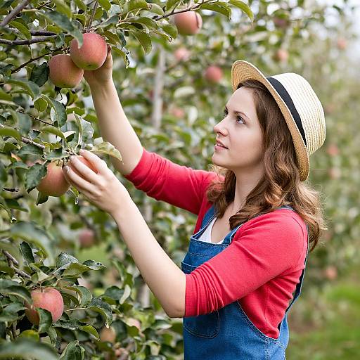 Young Woman Apple Picking Outdoors