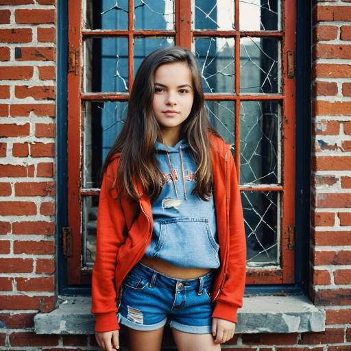 Teen Girl in Red Hoodie by Rustic Window