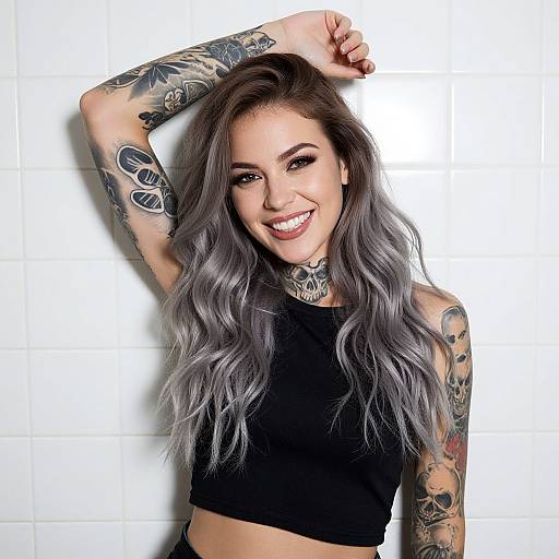 Confident Young Woman with Silver Hair