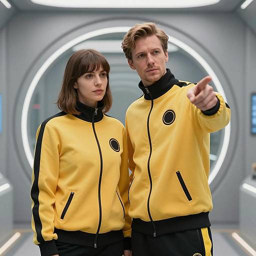 Couple in Futuristic Athletic Gear