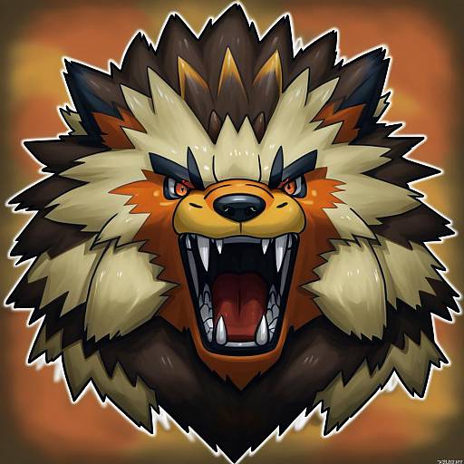 Illustration of Arcanine, pokemon in the style of Shiba itsuki