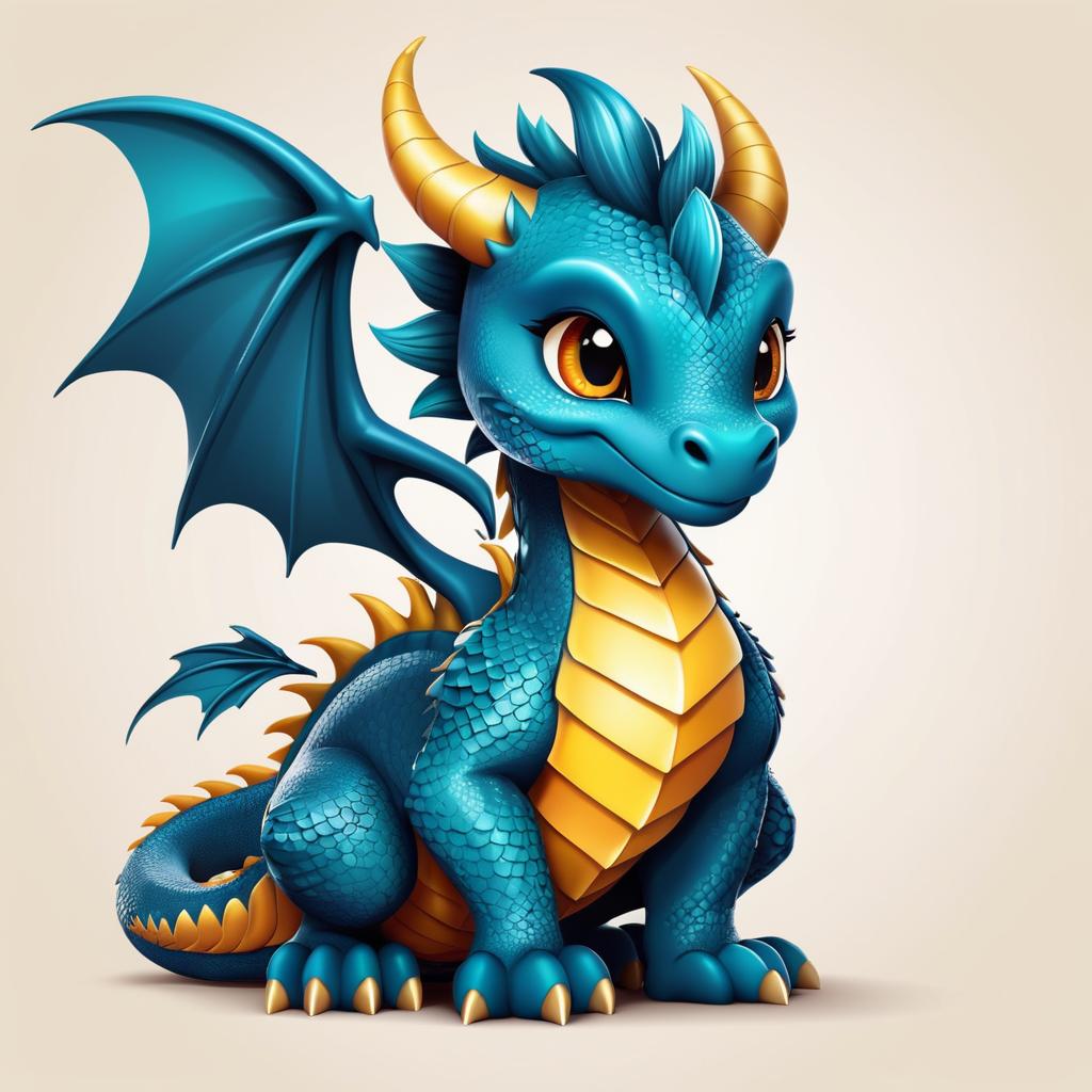 Adorable Dragon in Detailed Vector Art