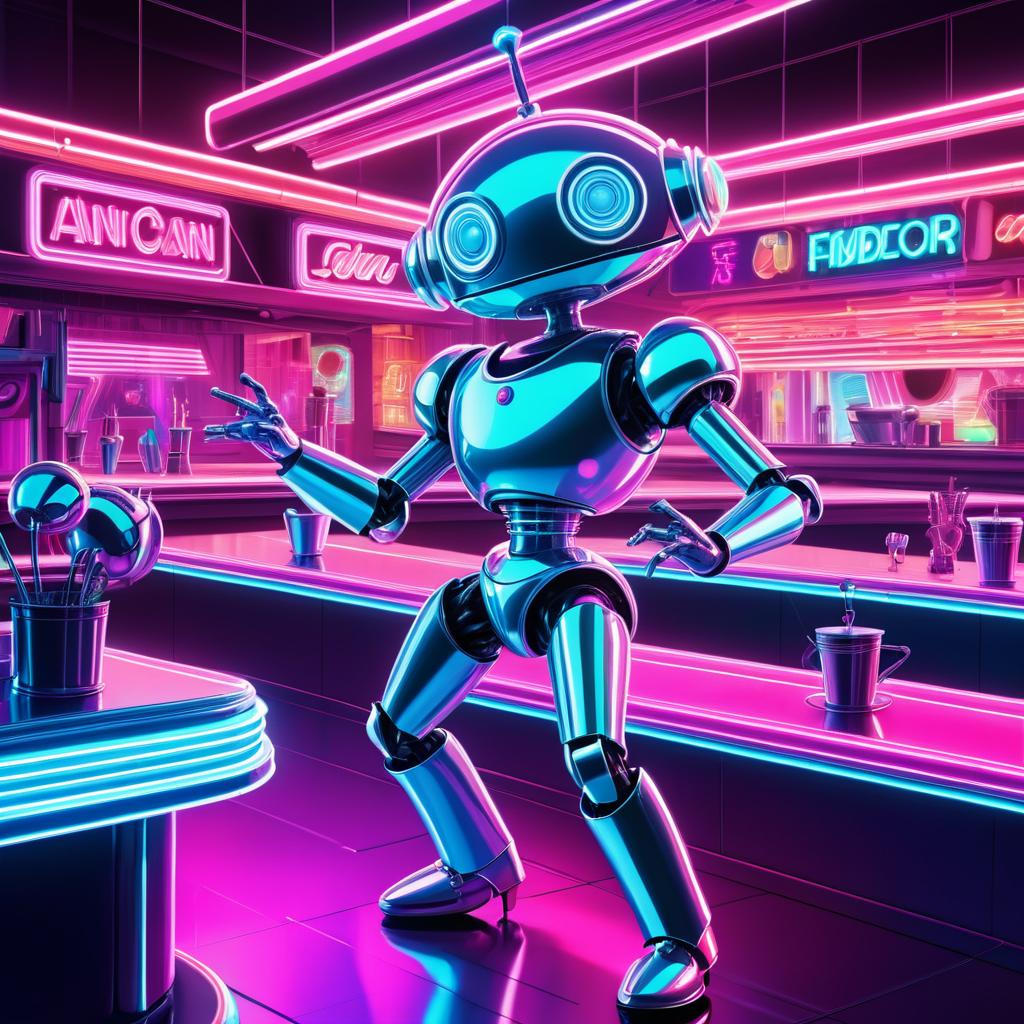 Robot vs Alien Dance-Off in Diner