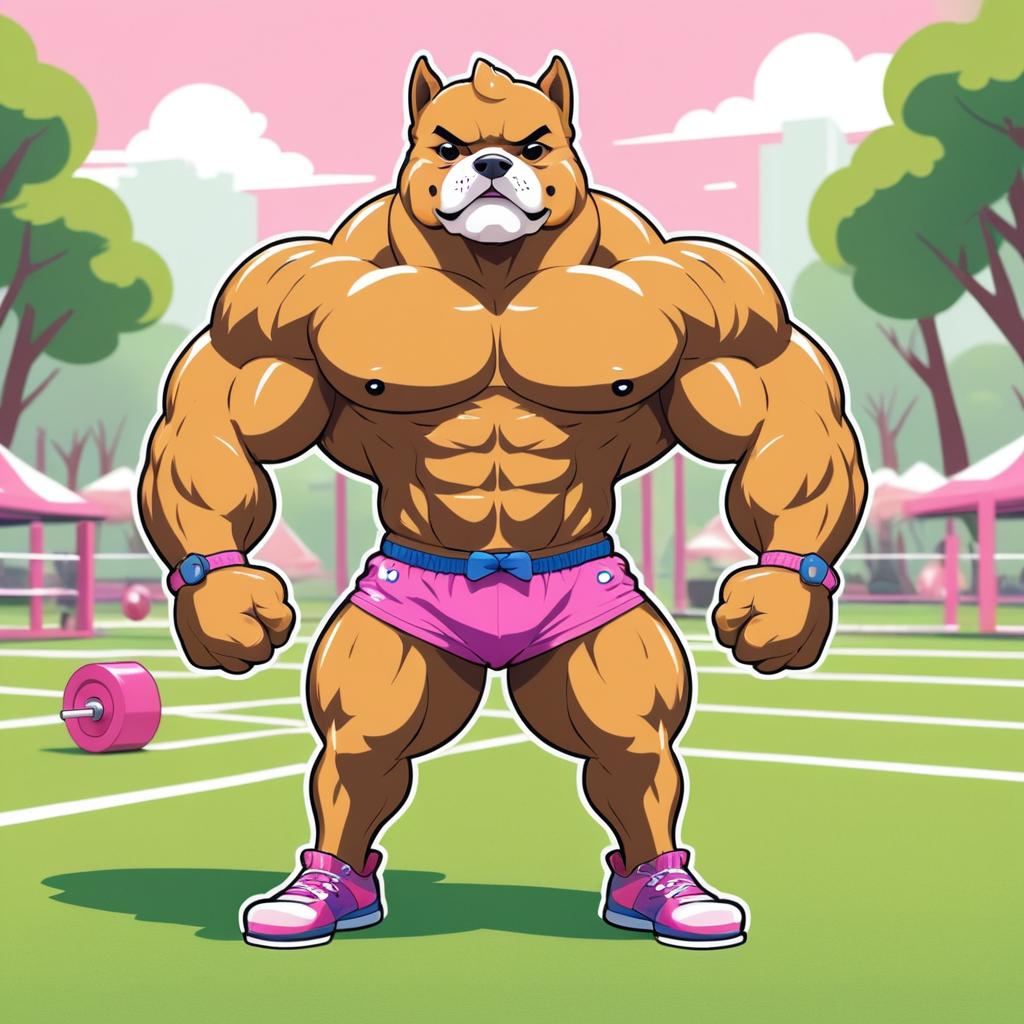 Kawaii Buff Dog in Cheerful Park