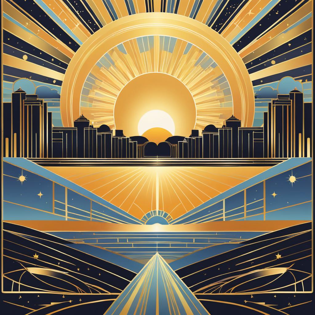 Art Deco Tarot Card: Day to Night Sun