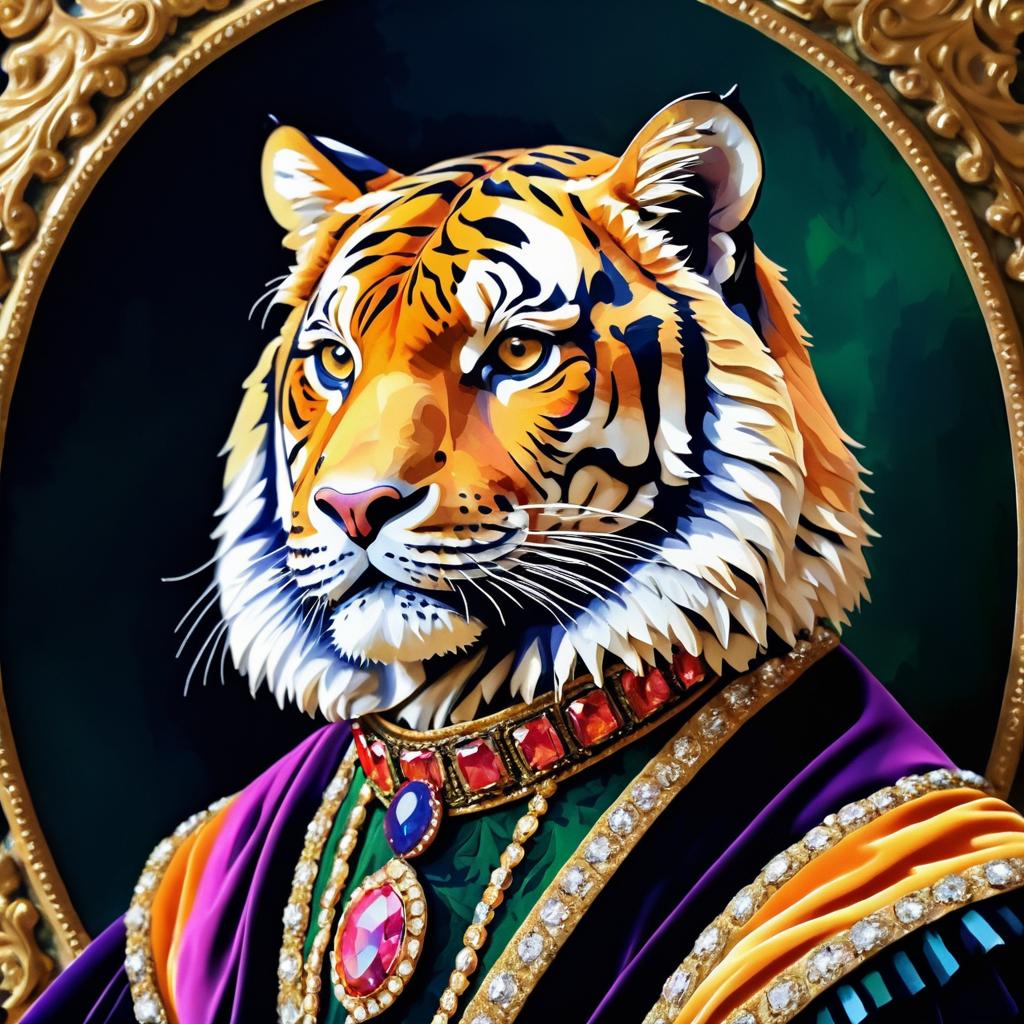 Regal Bengal Tiger in Vintage Style