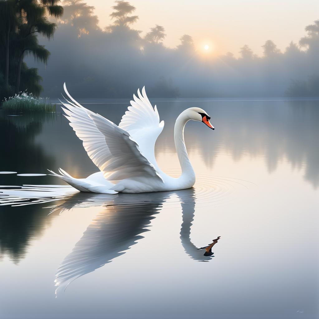 Elegant Swan Gliding on Serene Lake