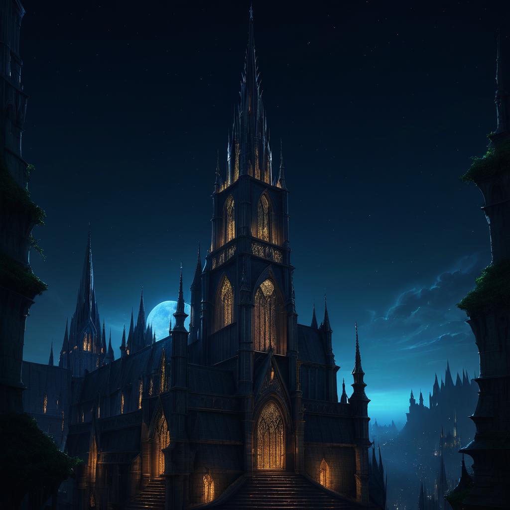 Legendary Spire in Dark Fantasy Night