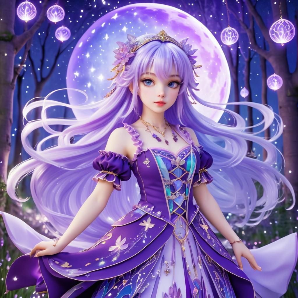 Enchanting Anime Fairy in Moonlit Forest