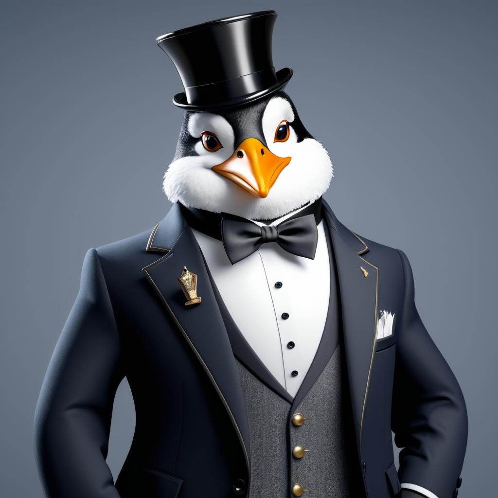 Formal Anthropomorphic Penguin Illustration