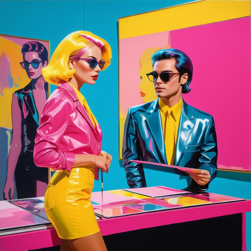 Pop Art Fashion Discussion in Oil Painting