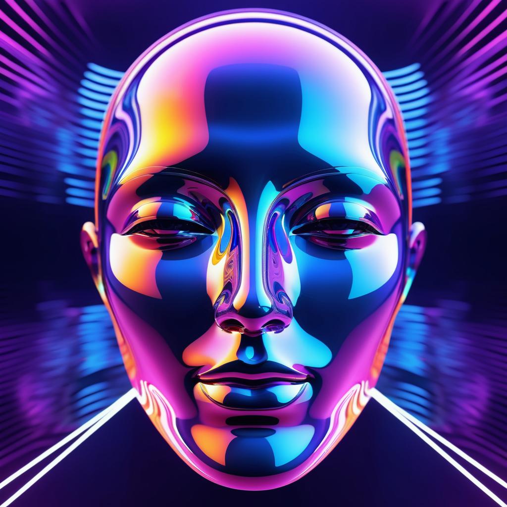 Vibrant Neon 3D Abstract Face Design