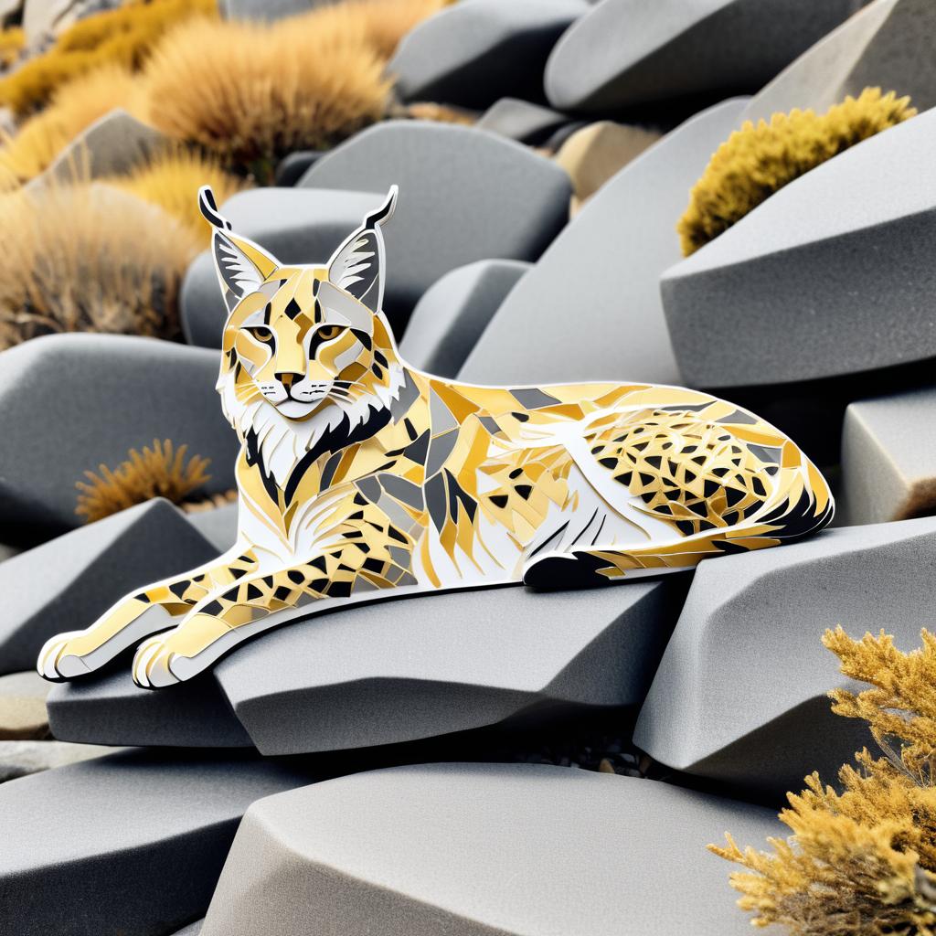 Sleek Lynx on Rocky Outcrop Art