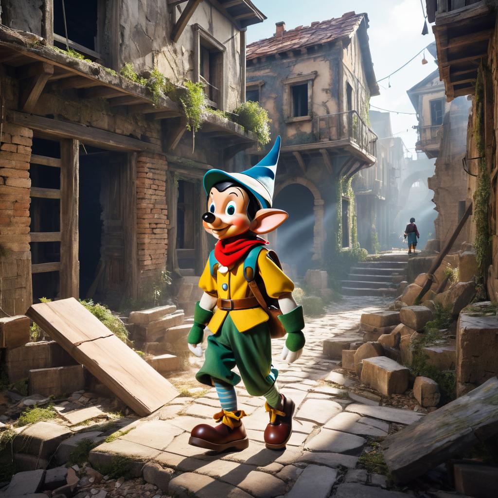 Fiberglass Pinocchio in Abandoned Ruins