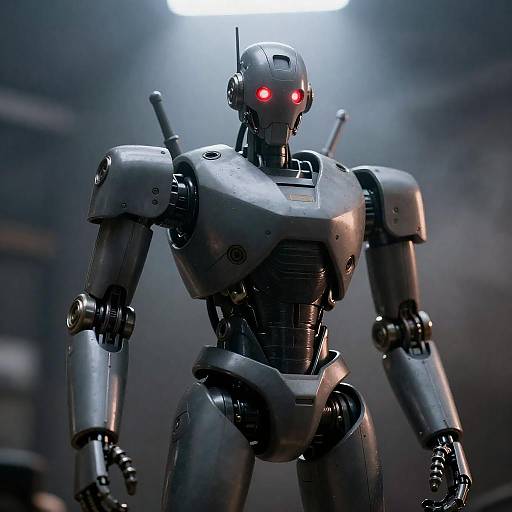 Backlit Robot with Red Chest Lights