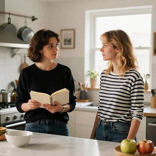 Intimate Kitchen Conversation Between Friends