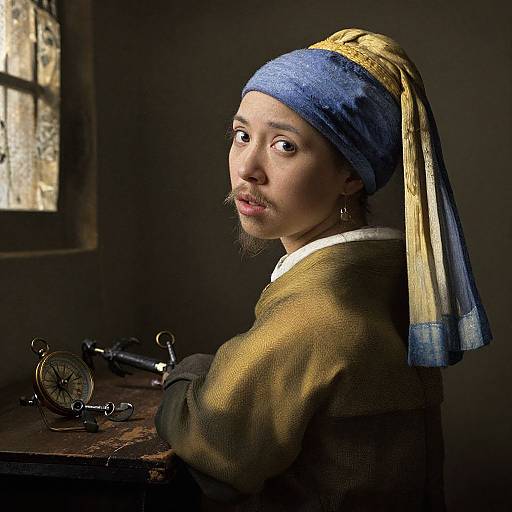 Rembrandt-Style Portrait of East Asian Sailor