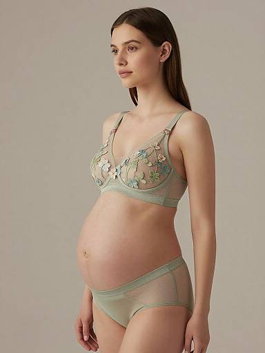 Elegant Sage Maternity Lingerie Portrait