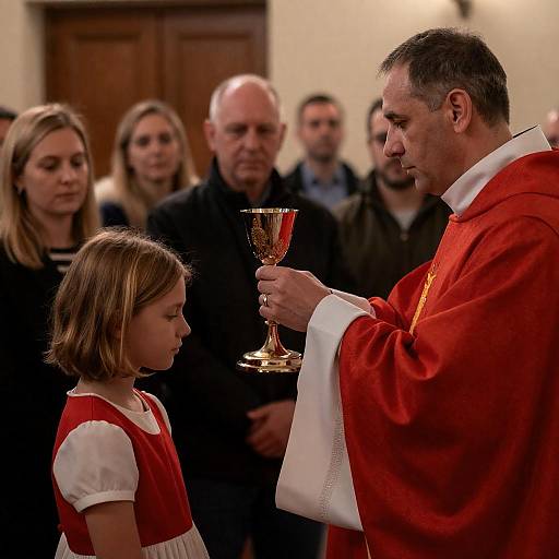 Blessing Ceremony with Priest and Girl