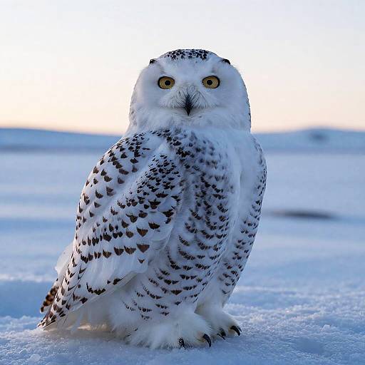 Vibrant Snow Owl in Icy Sunrise