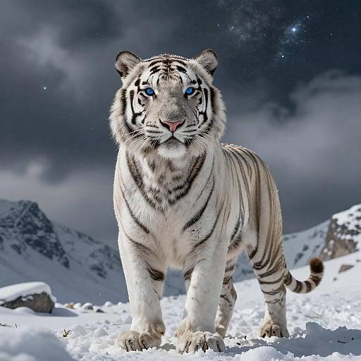 Cinematic White Tiger on Himalayan Peak
