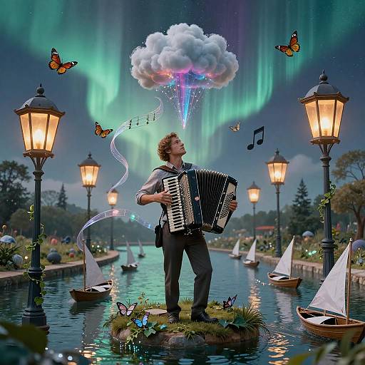 Mistral Street Accordion Double-Exposure Dream