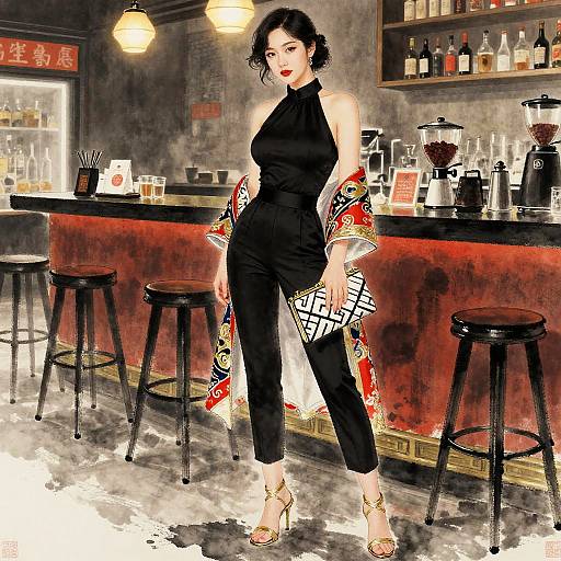 Chic Asian Elegance at Neon Coffee Bar