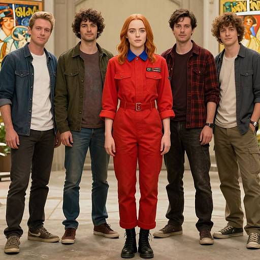 Teenage Emma Stone in Red Jumpsuit