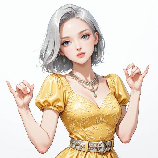 Elegant Lady in Yellow Dress Portrait