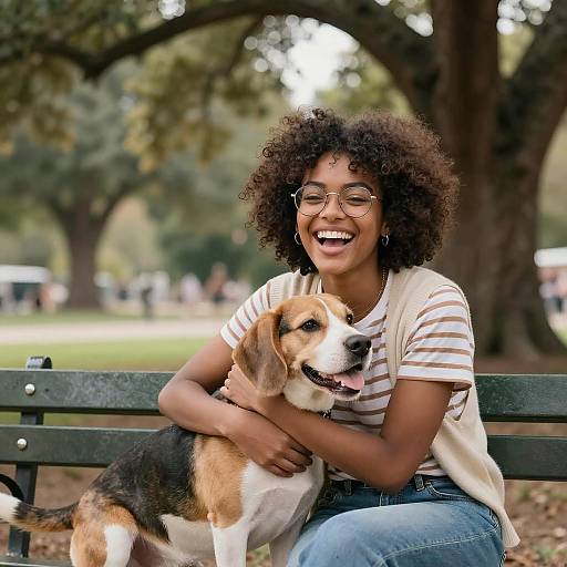 Joyful Moments: Woman and Her Dog