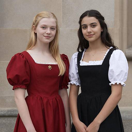 Smiling Renaissance Portrait of Two Women