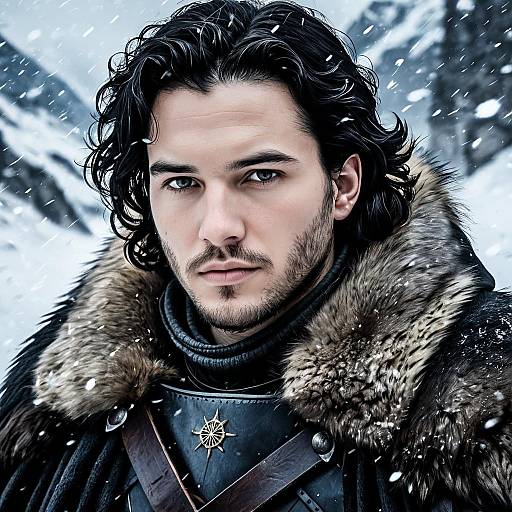 Anime Style Portrait of Jon Snow in Winter
