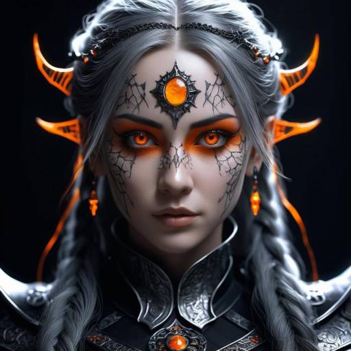 Fantasy Sorceress with Glowing Amber Eyes