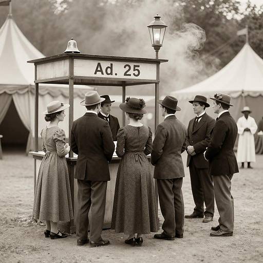Vintage Circus Scene in Sepia Tone