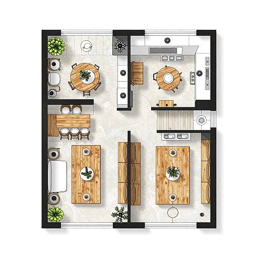 Contemporary Restaurant Efficient Floor Plan