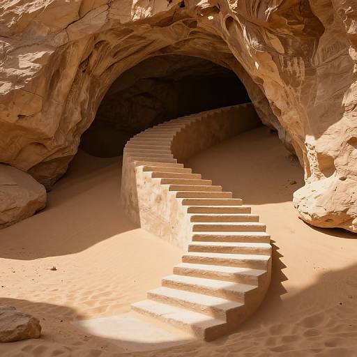 Surreal Staircase in Desert Cave
