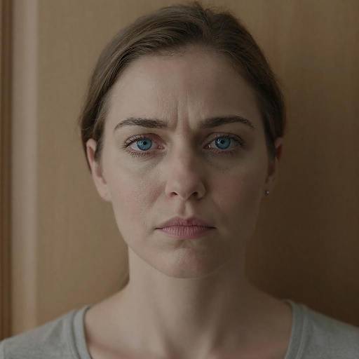 Serious Caucasian Woman Portrait Close-Up