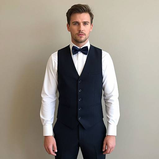 Man in Formal Vest and Bow Tie