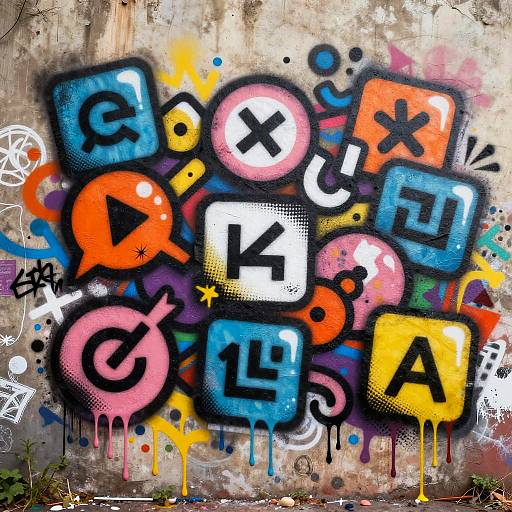 Colorful AI-Inspired Urban Graffiti Art
